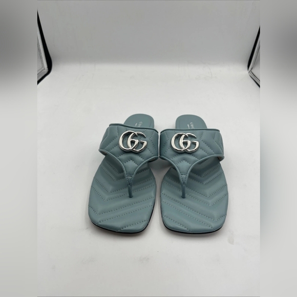 Shoes - Women's Blue Slide Sandals